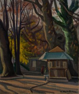 Zagora, from the Steps, the Kiosk — Oil painting, Canvas, 46.00×55.00cm — Theodoros Markellos